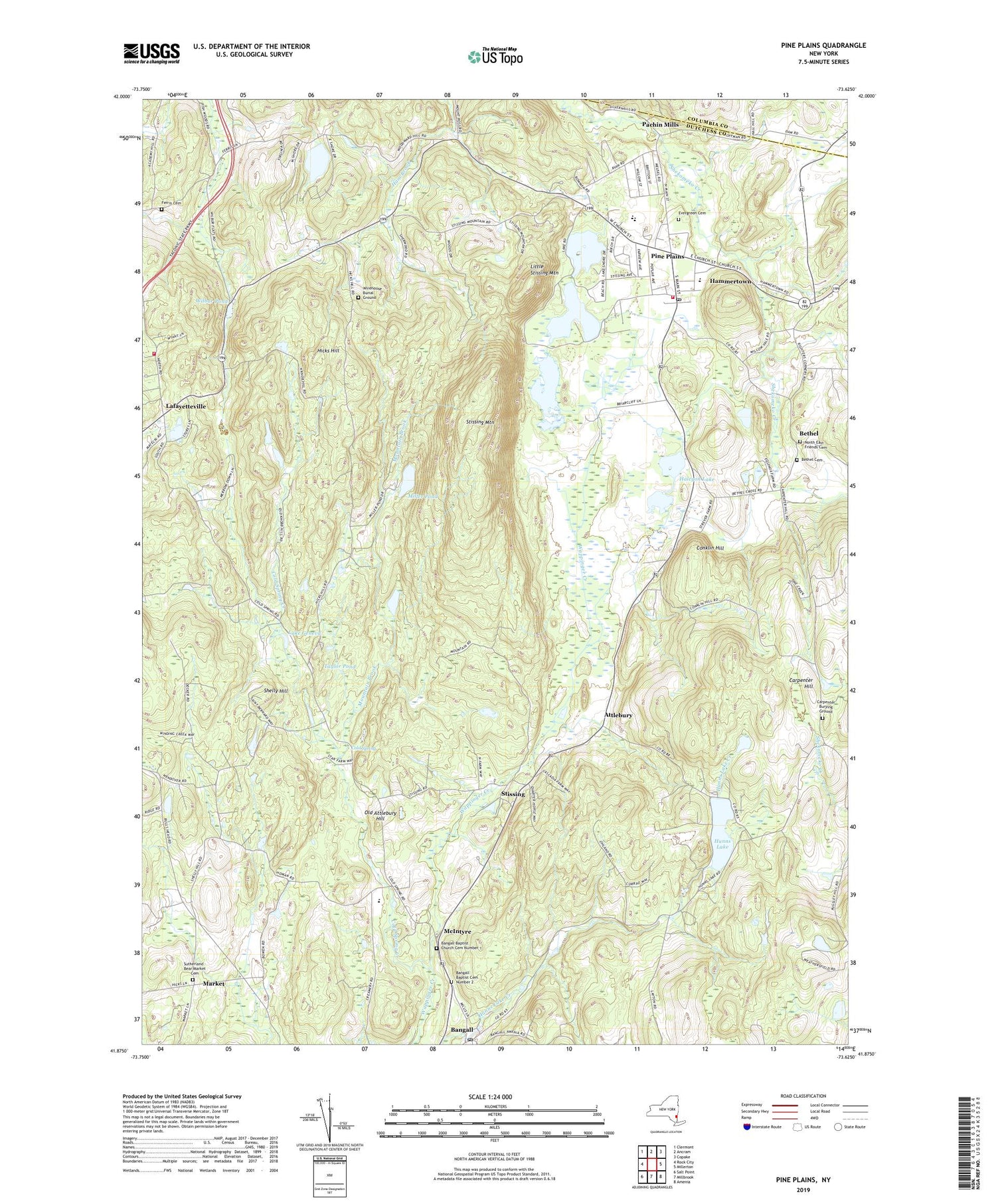 Pine Plains New York US Topo Map Image