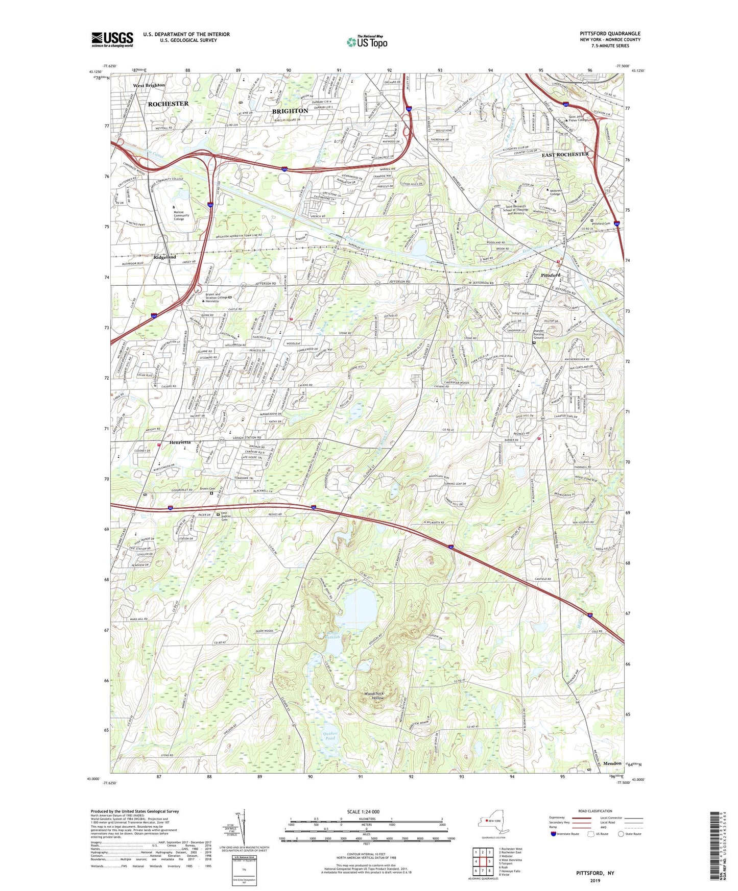 Pittsford New York US Topo Map Image