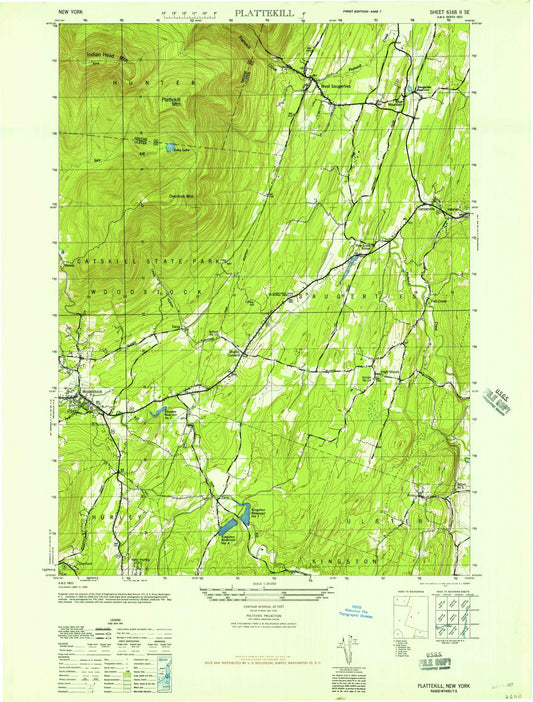 Classic USGS Woodstock New York 7.5'x7.5' Topo Map Image