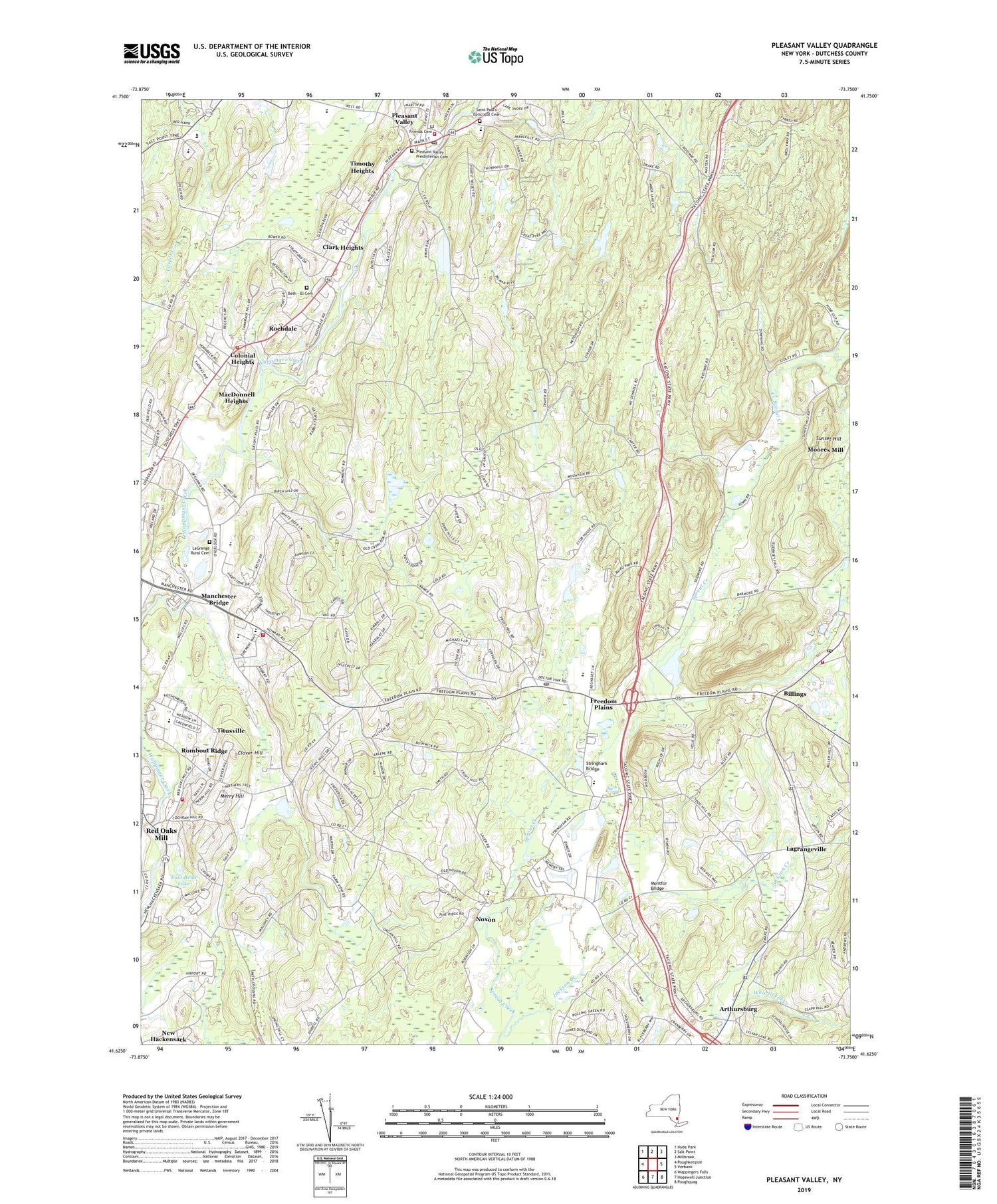Pleasant Valley New York US Topo Map Image