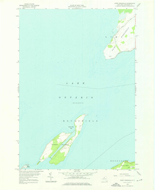 Classic USGS Point Peninsula New York 7.5'x7.5' Topo Map Image