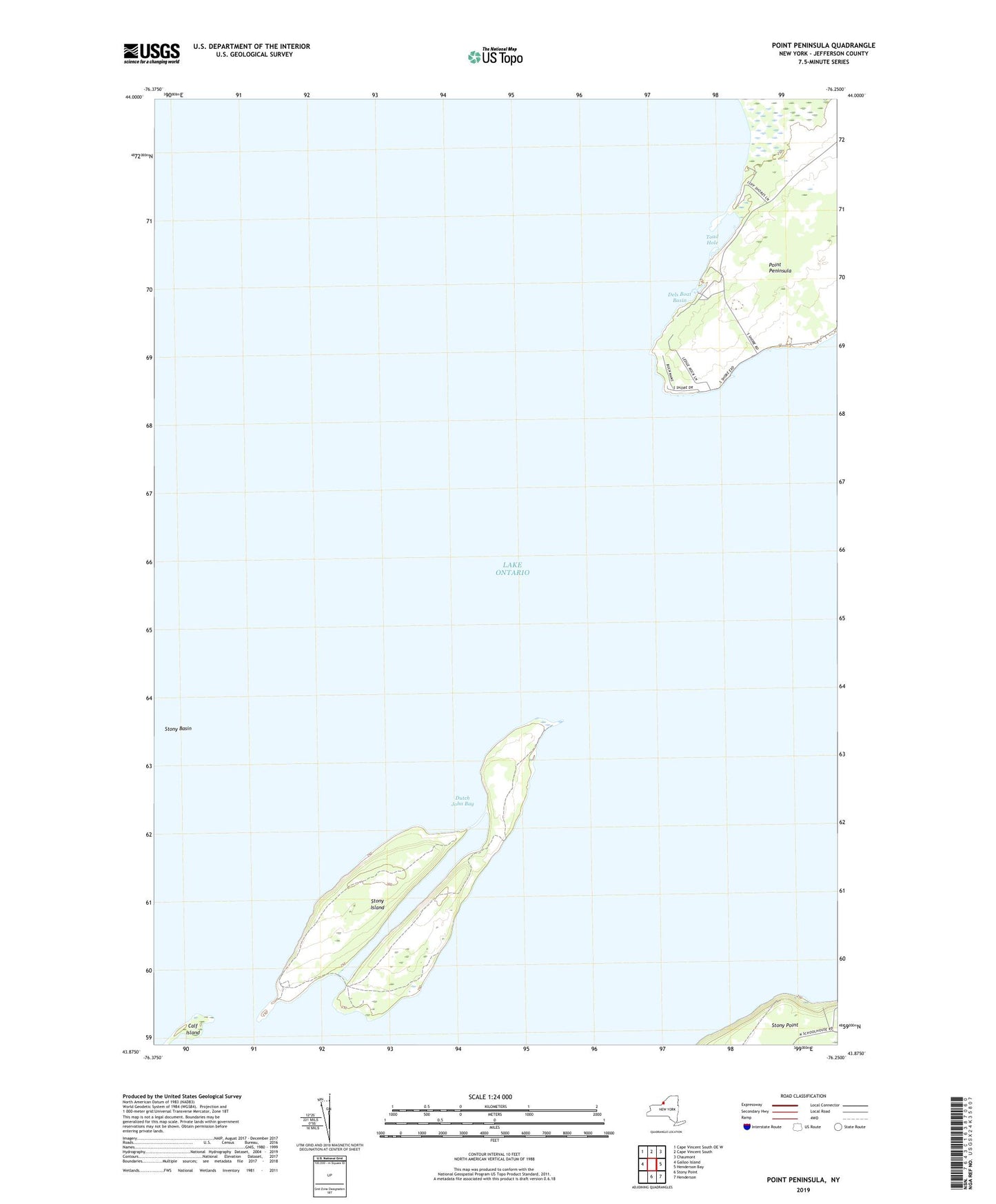 Point Peninsula New York US Topo Map Image