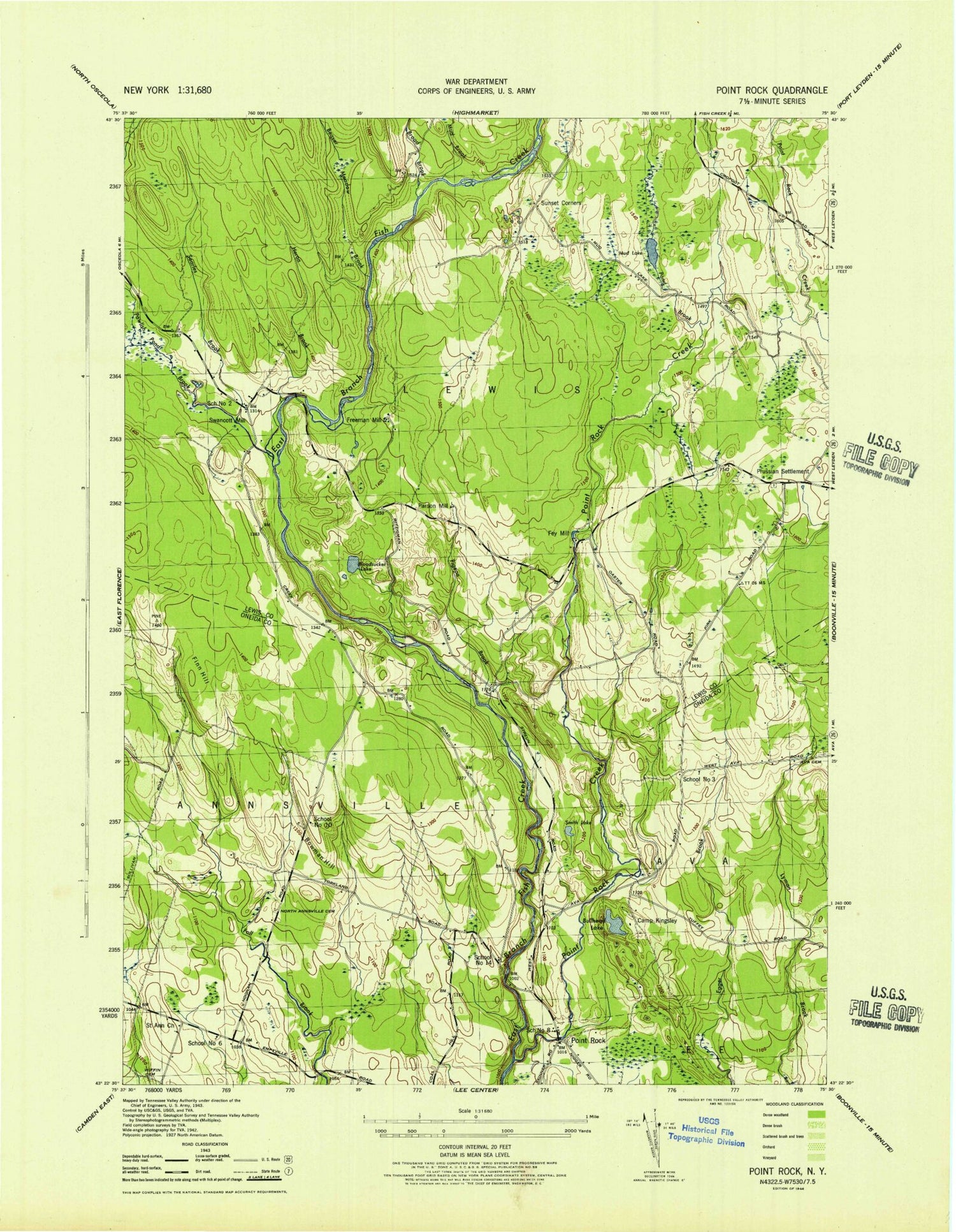 Classic USGS Point Rock New York 7.5'x7.5' Topo Map Image