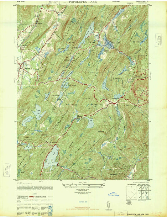 USGS Classic Popolopen Lake New York 7.5'x7.5' Topo Map Image