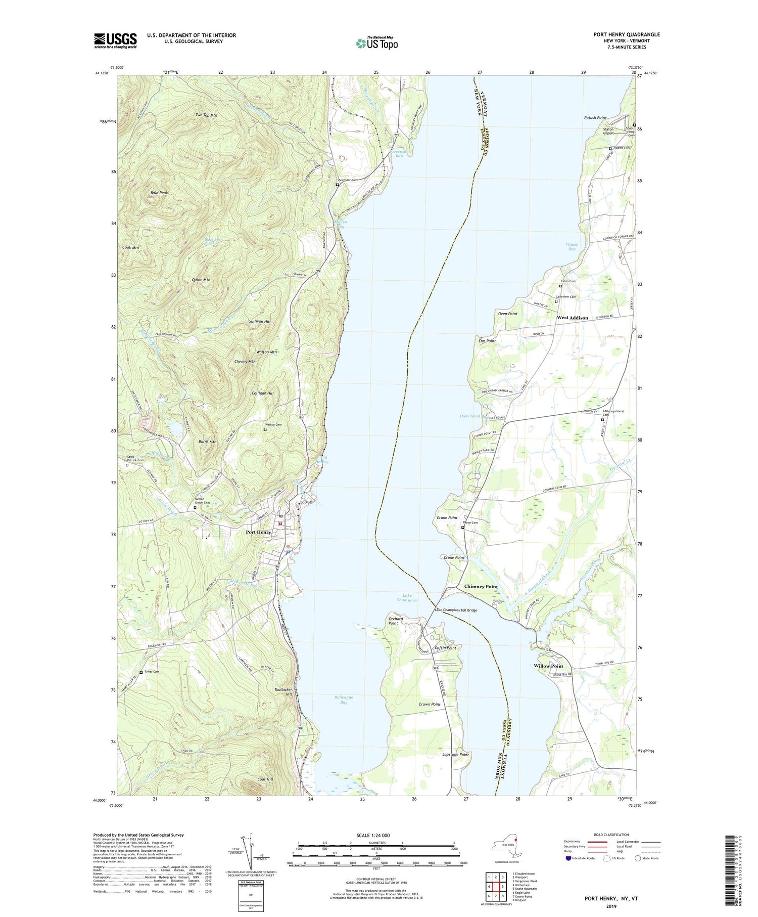 Port Henry New York US Topo Map Image