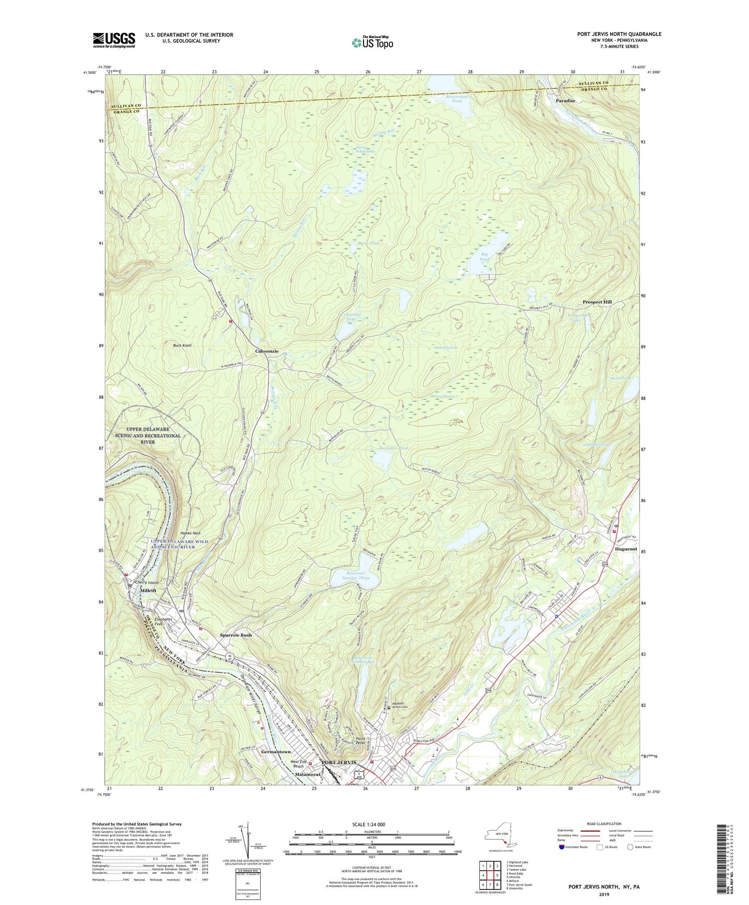 Port Jervis North New York US Topo Map Image