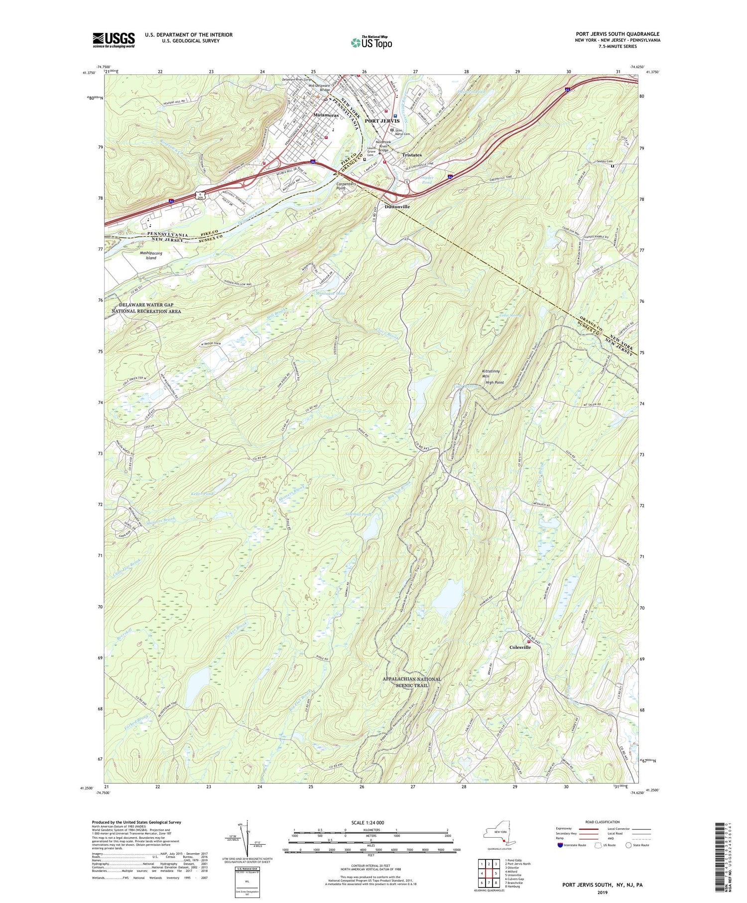 Port Jervis South New York US Topo Map Image