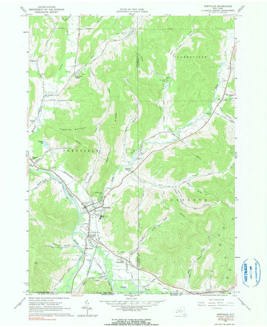 Classic USGS Portville New York 7.5'x7.5' Topo Map Image