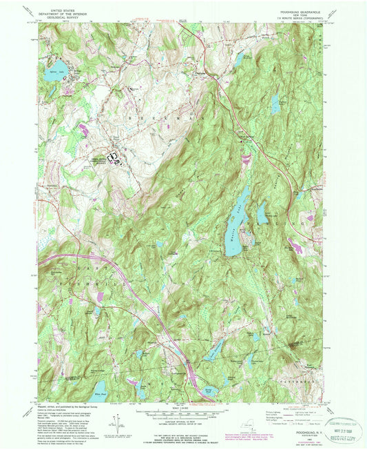 Classic USGS Poughquag New York 7.5'x7.5' Topo Map Image