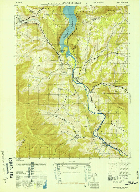 Classic USGS Prattsville New York 7.5'x7.5' Topo Map Image