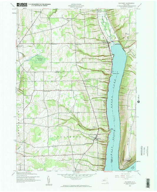 Classic USGS Pulteney New York 7.5'x7.5' Topo Map Image