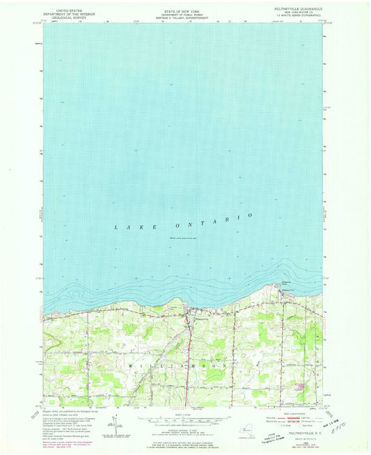 Classic USGS Pultneyville New York 7.5'x7.5' Topo Map Image
