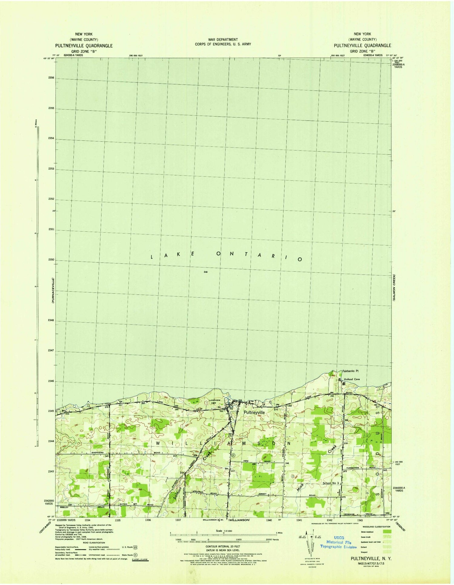 Classic USGS Pultneyville New York 7.5'x7.5' Topo Map Image