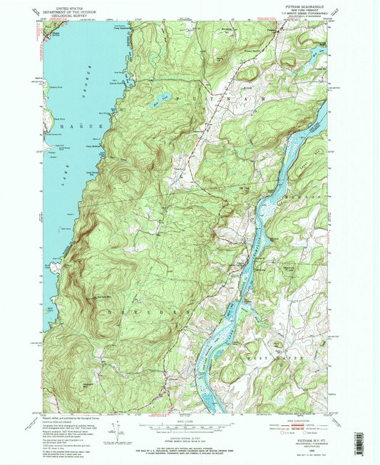Classic USGS Putnam New York 7.5'x7.5' Topo Map Image