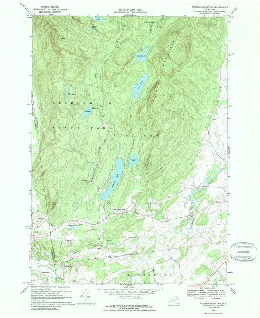 Classic USGS Putnam Mountain New York 7.5'x7.5' Topo Map Image