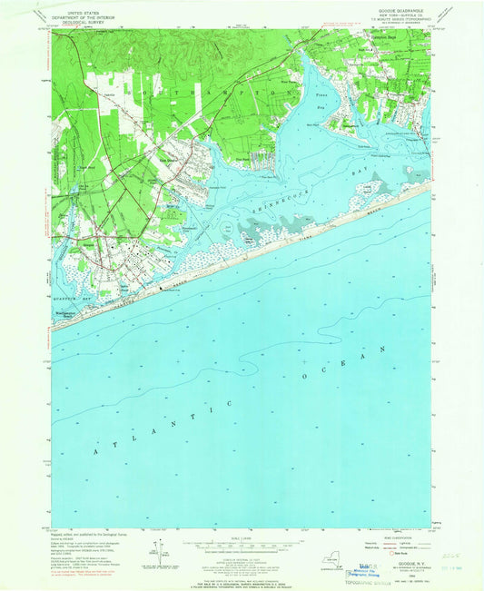 Classic USGS Quogue New York 7.5'x7.5' Topo Map Image