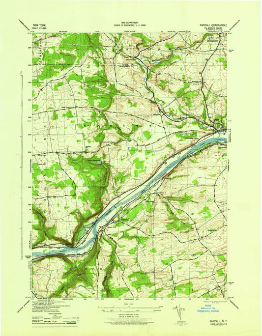 Classic USGS Randall New York 7.5'x7.5' Topo Map Image