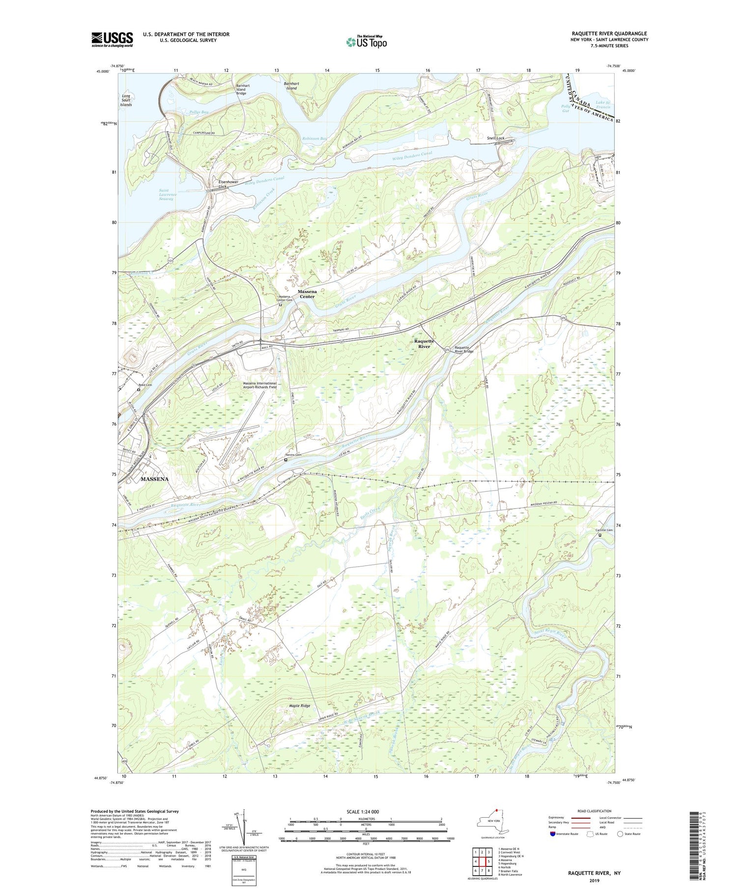 Raquette River New York US Topo Map Image