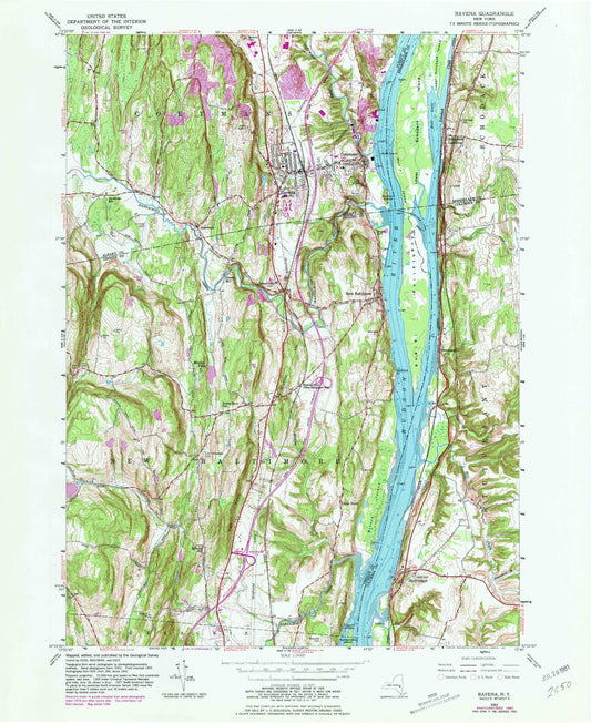 Classic USGS Ravena New York 7.5'x7.5' Topo Map Image