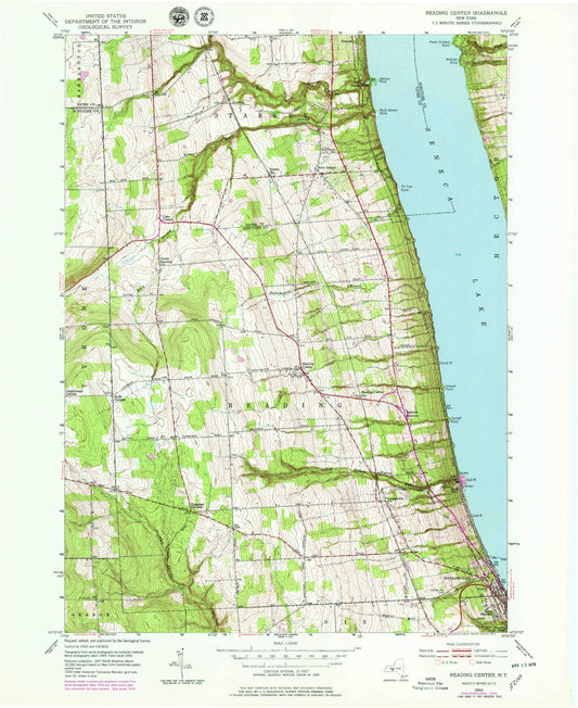 Classic USGS Reading Center New York 7.5'x7.5' Topo Map Image