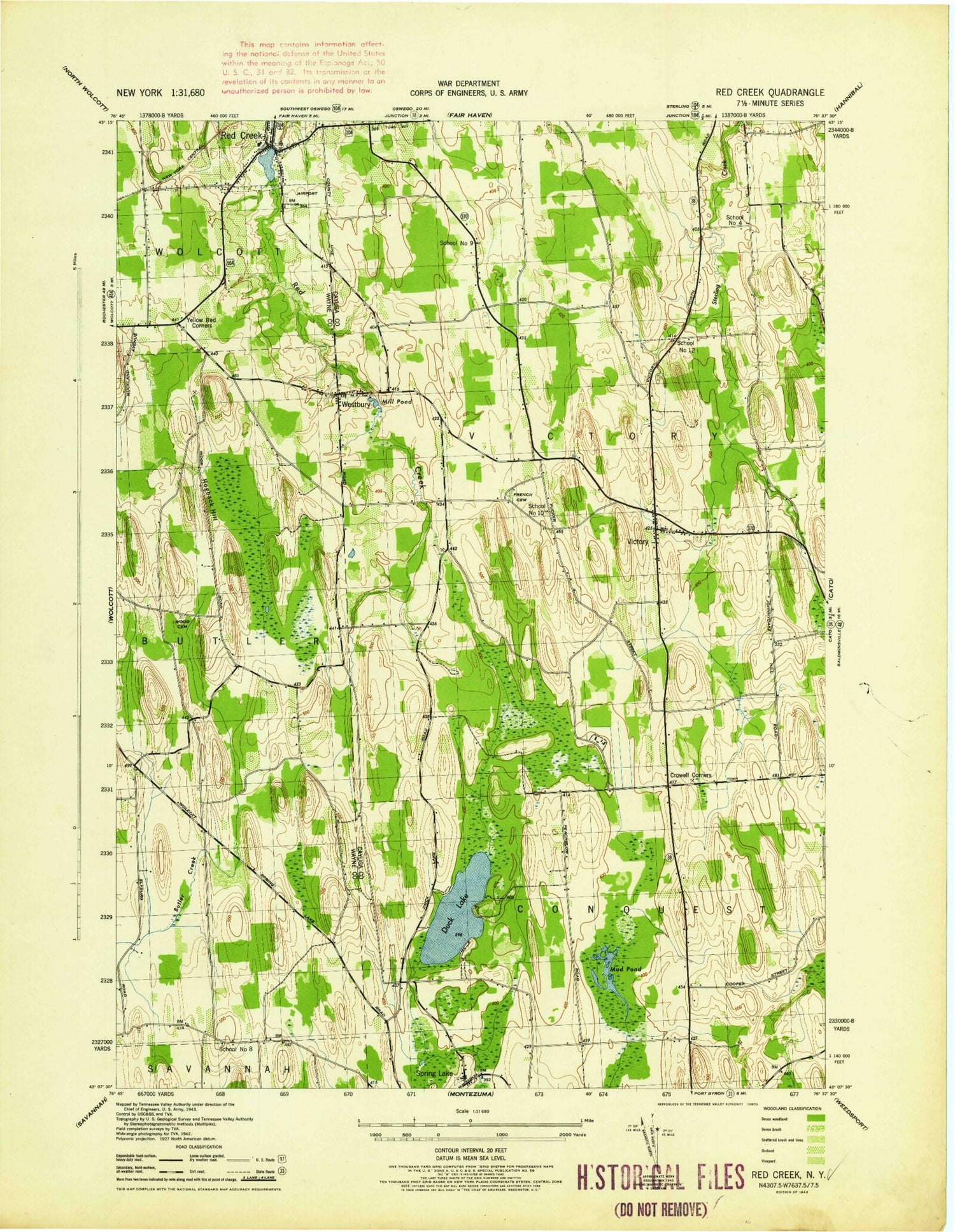 Classic USGS Victory New York 7.5'x7.5' Topo Map Image