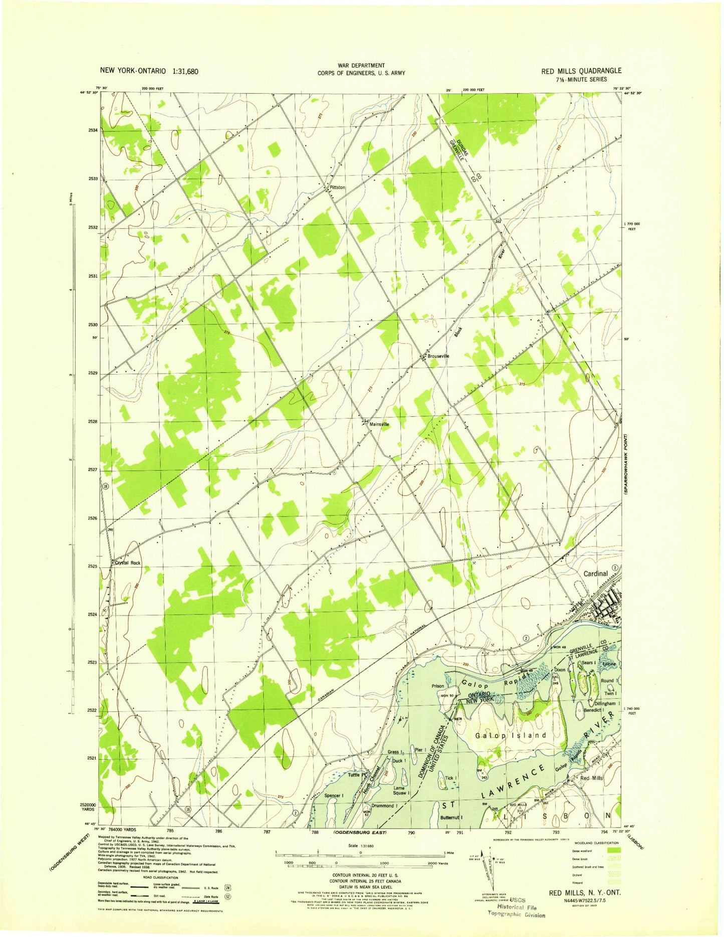 Classic USGS Red Mills New York 7.5'x7.5' Topo Map Image