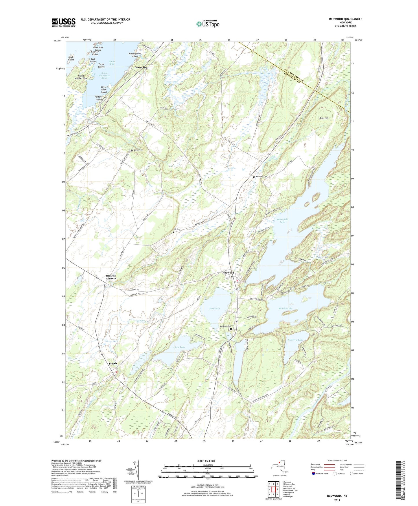 Redwood New York US Topo Map Image