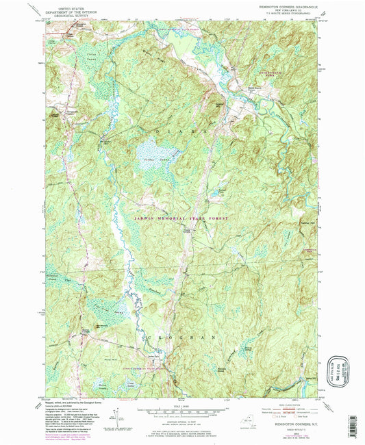 Classic USGS Remington Corners New York 7.5'x7.5' Topo Map Image