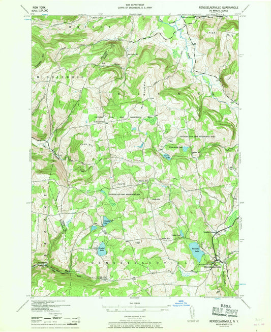 Classic USGS Rensselaerville New York 7.5'x7.5' Topo Map Image