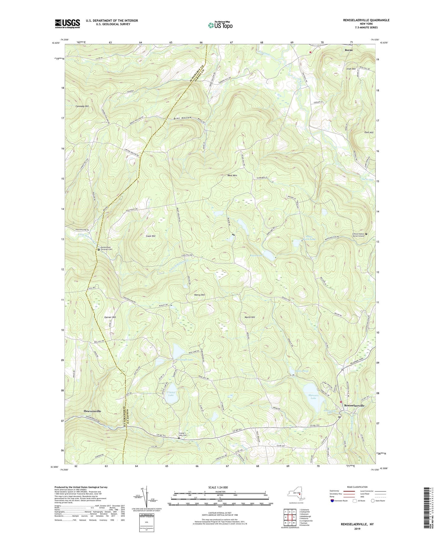 Rensselaerville New York US Topo Map Image