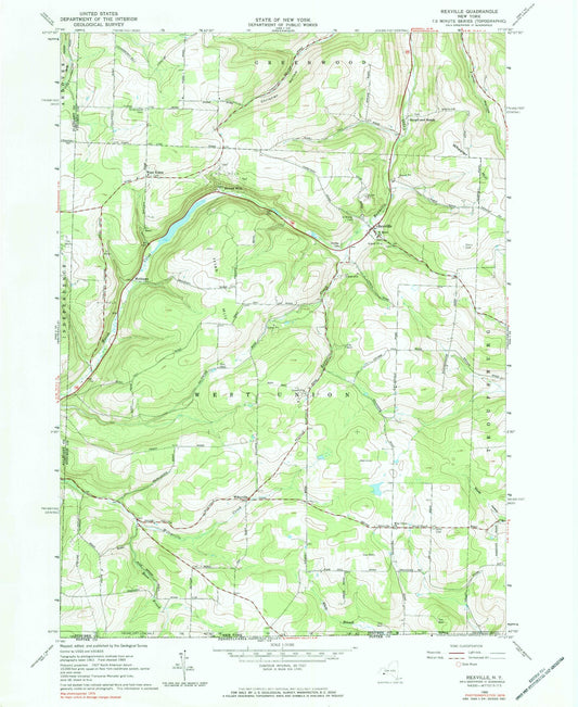 Classic USGS Rexville New York 7.5'x7.5' Topo Map Image
