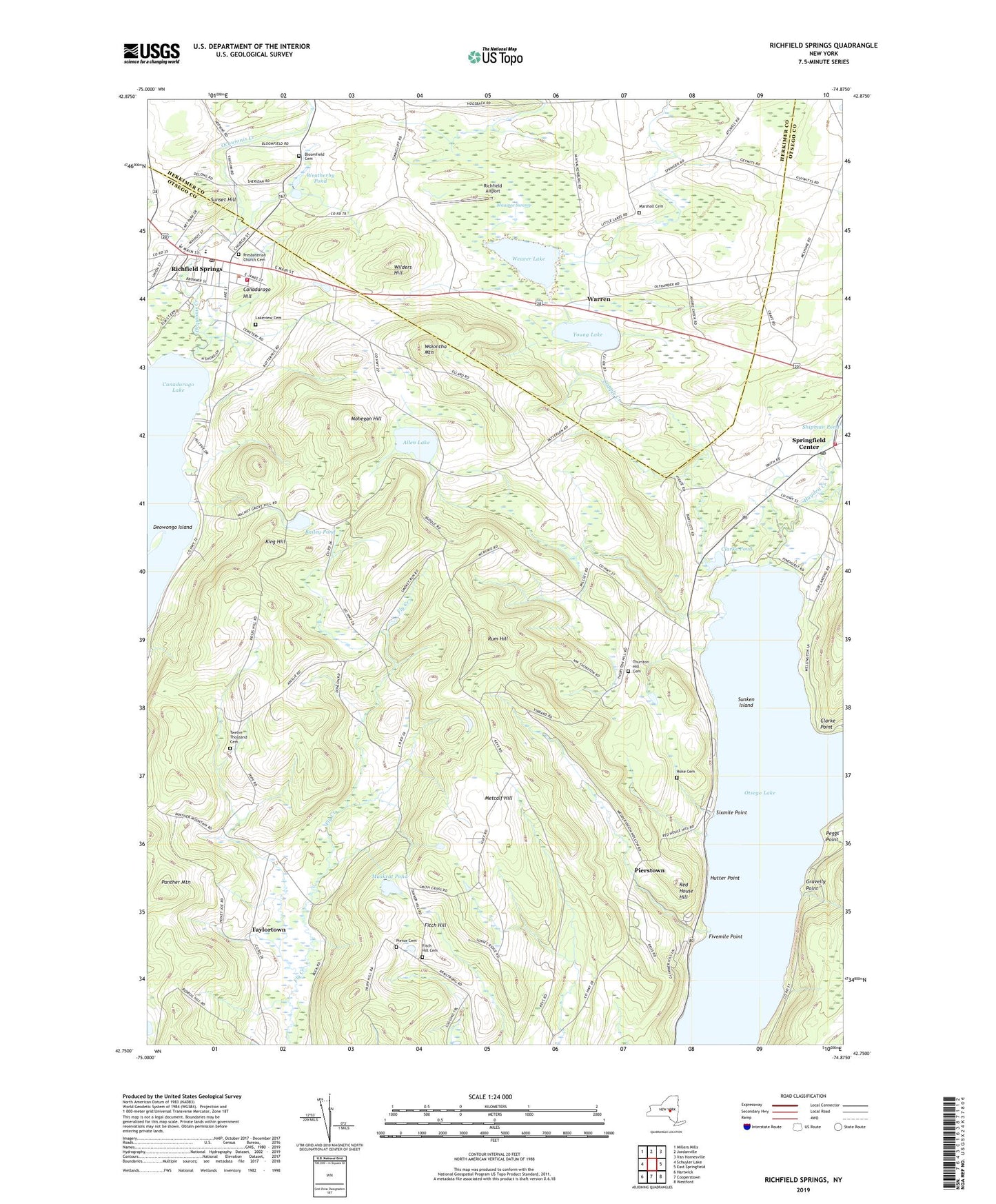Richfield Springs New York US Topo Map Image