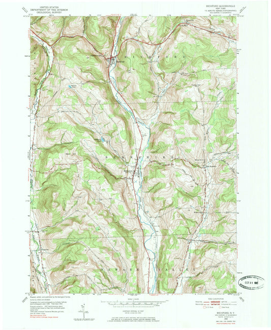 Classic USGS Richford New York 7.5'x7.5' Topo Map Image