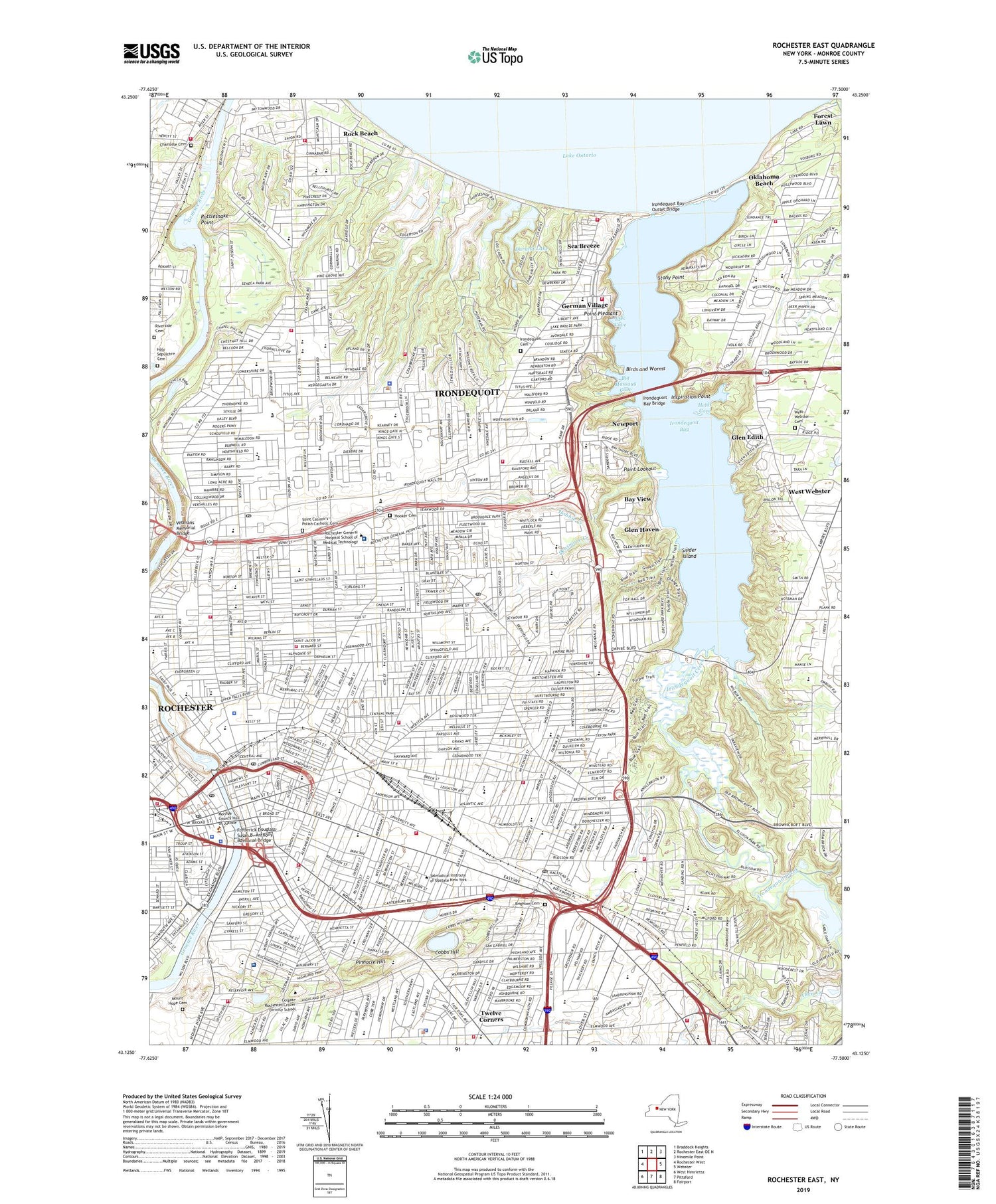 Rochester East New York US Topo Map Image