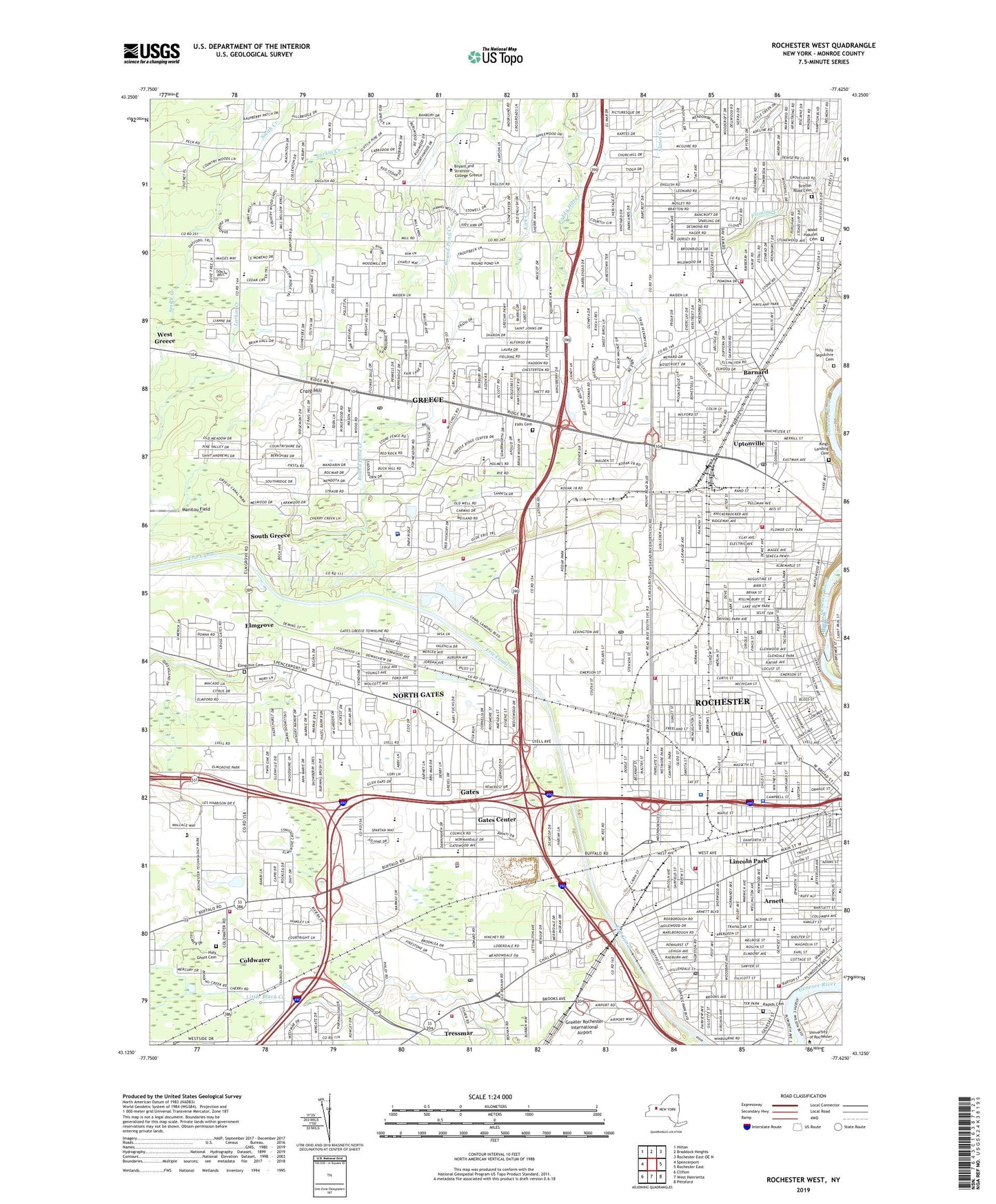 Rochester West New York US Topo Map Image