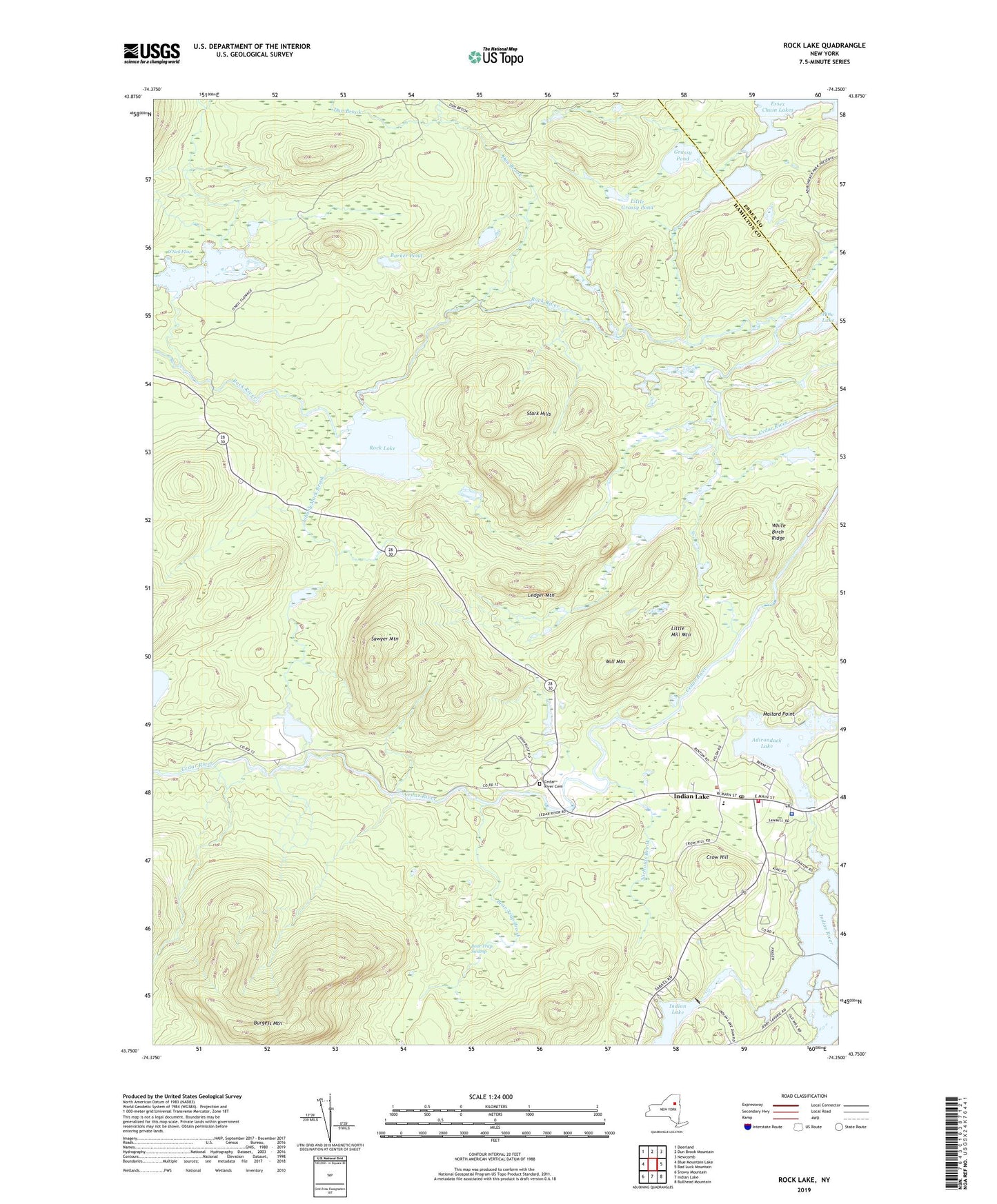 Rock Lake New York US Topo Map Image