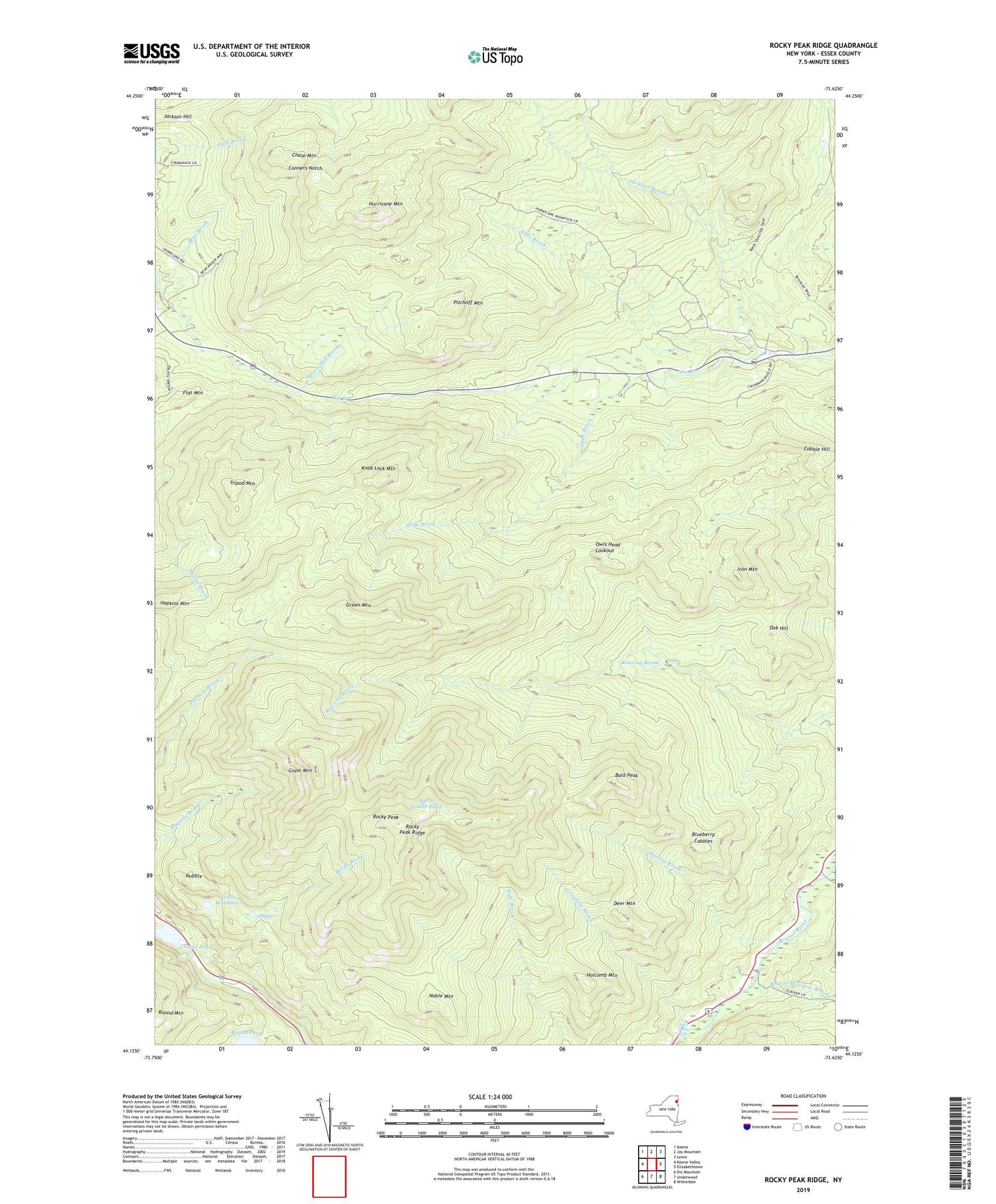 Rocky Peak Ridge New York US Topo Map Image