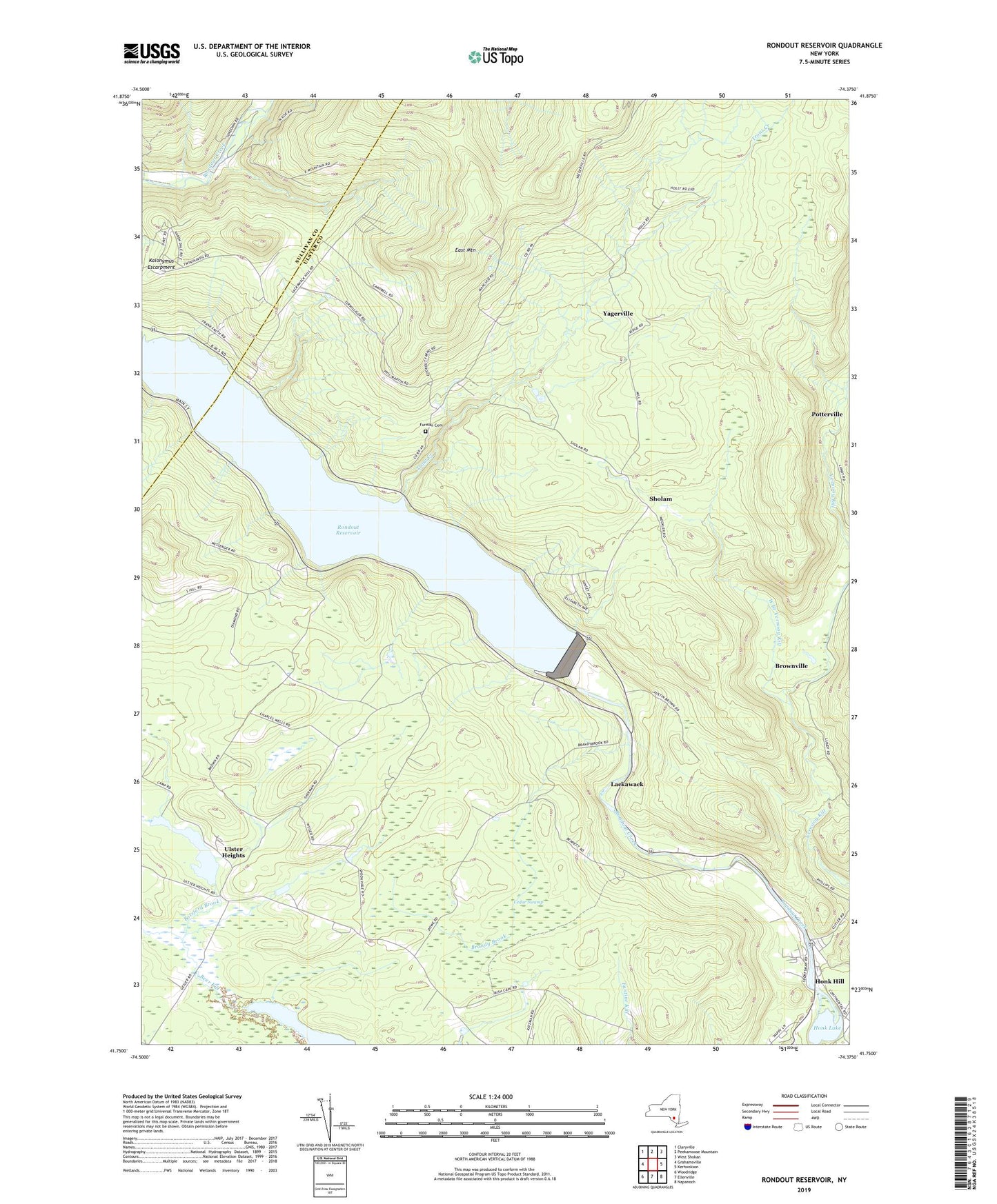 Rondout Reservoir New York US Topo Map Image