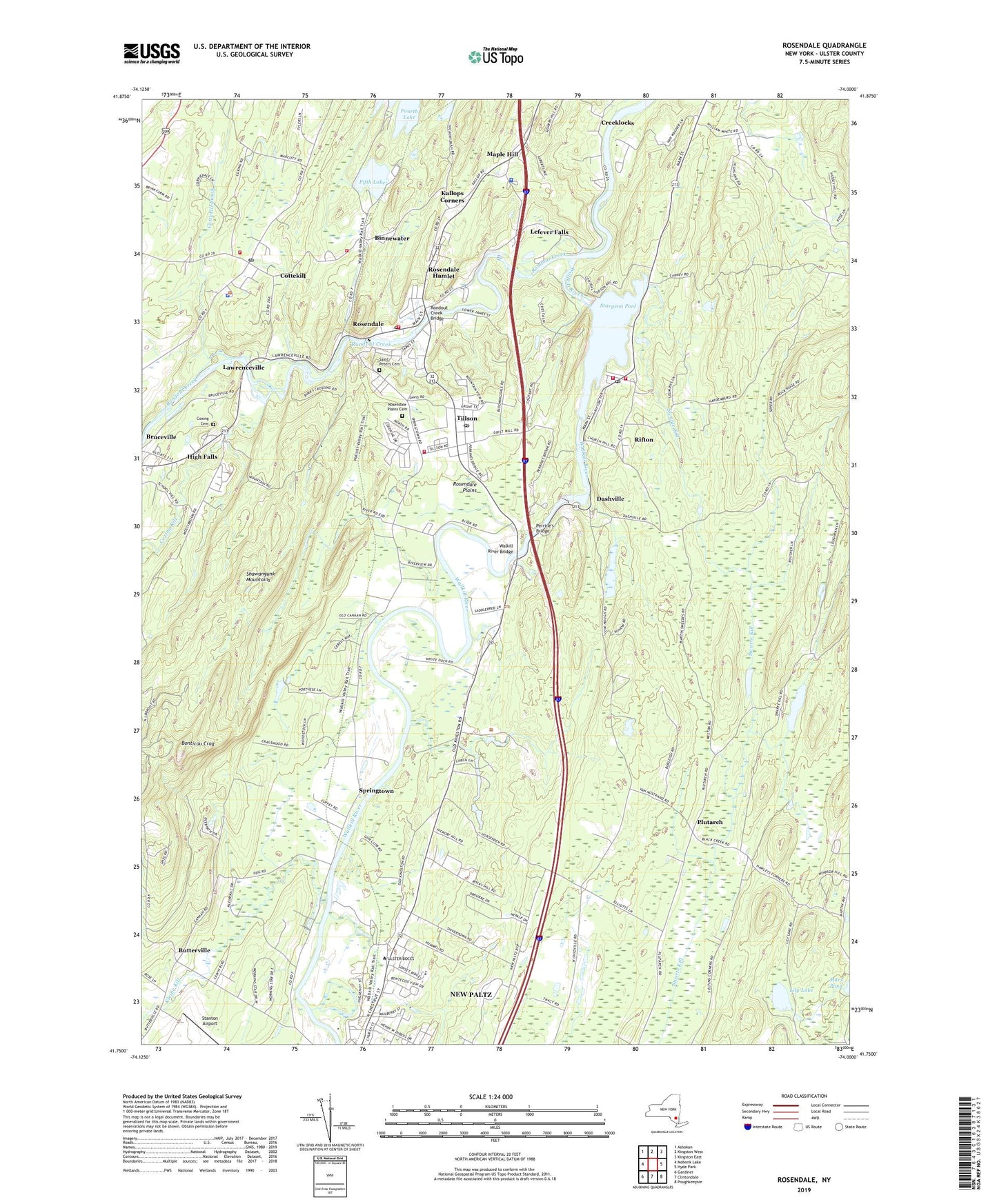 Rosendale New York US Topo Map Image