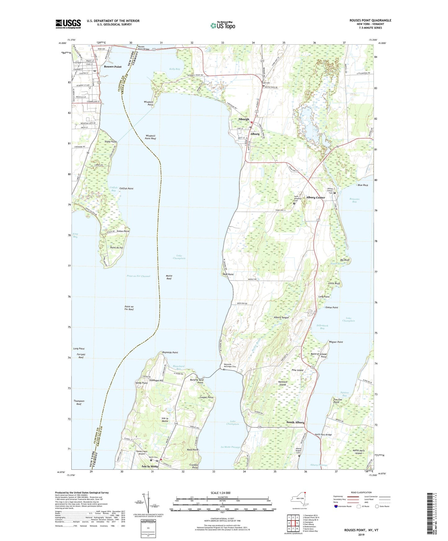 Rouses Point New York US Topo Map Image