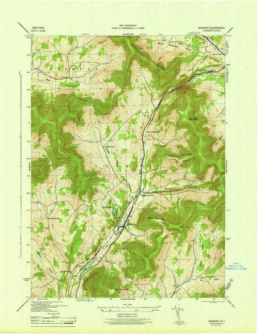 Classic USGS Roxbury New York 7.5'x7.5' Topo Map Image