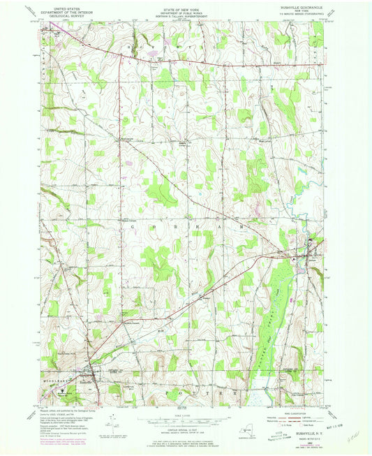 Classic USGS Rushville New York 7.5'x7.5' Topo Map Image
