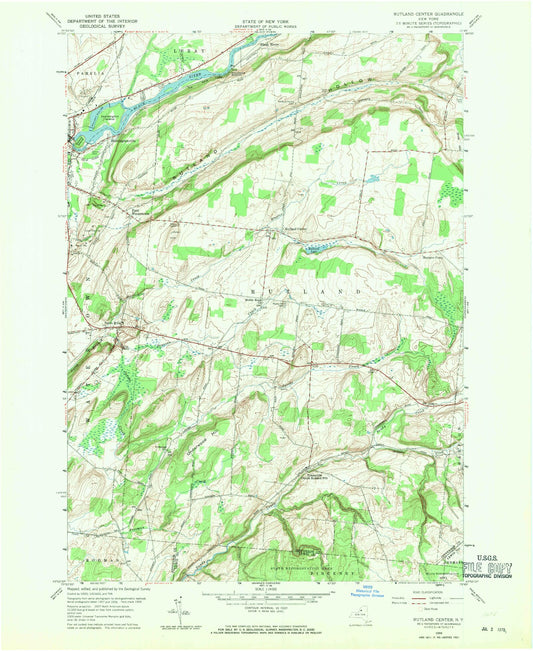 Classic USGS Rutland Center New York 7.5'x7.5' Topo Map Image