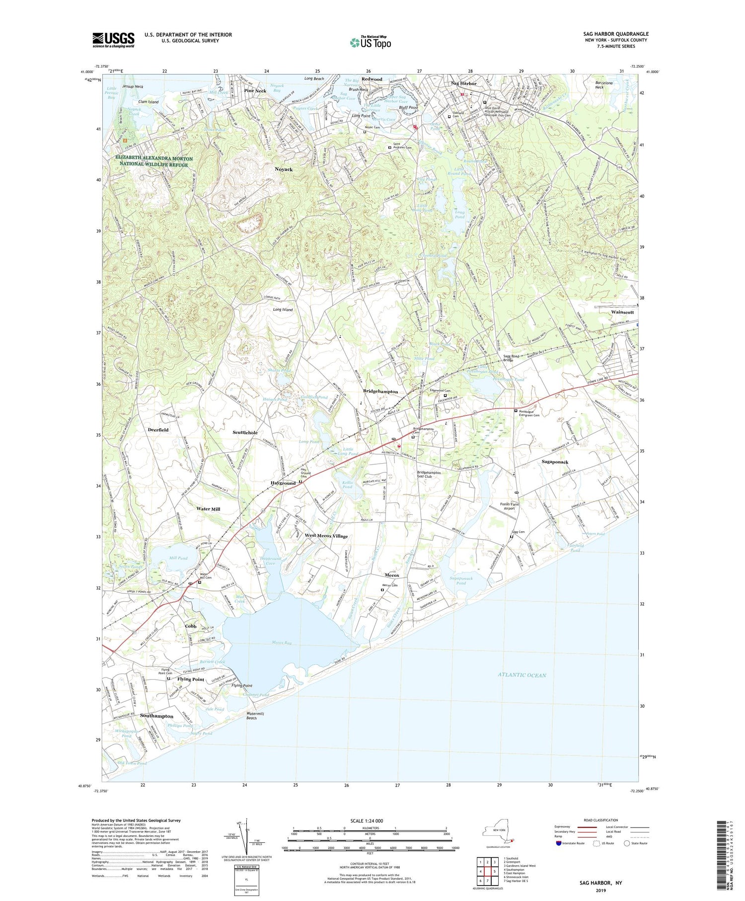 Sag Harbor New York US Topo Map Image