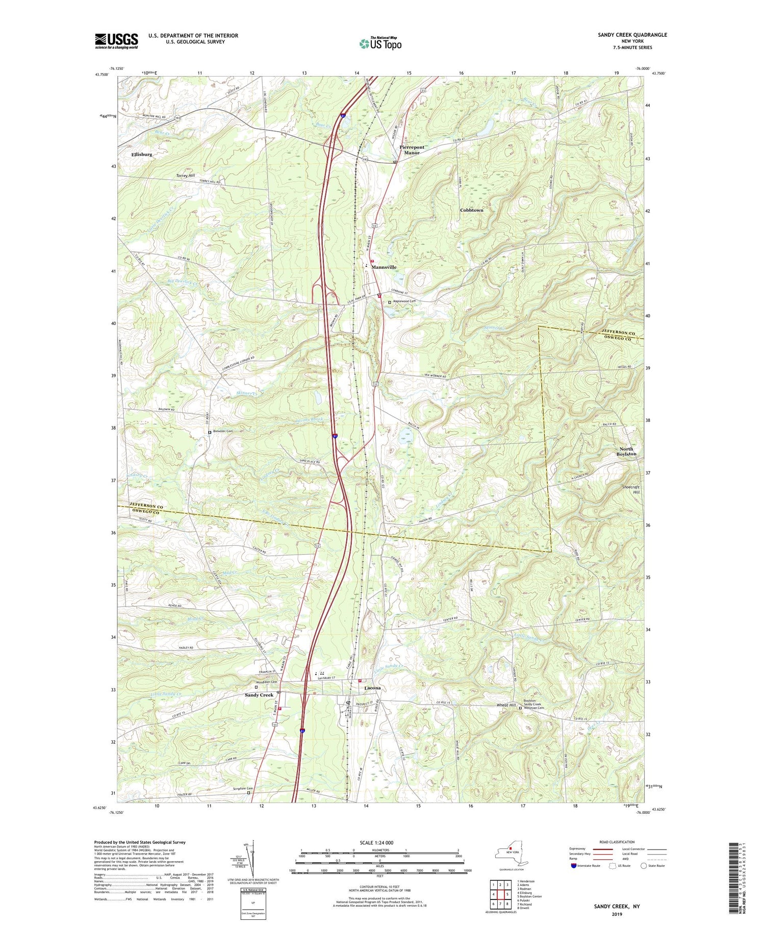 Sandy Creek New York US Topo Map Image