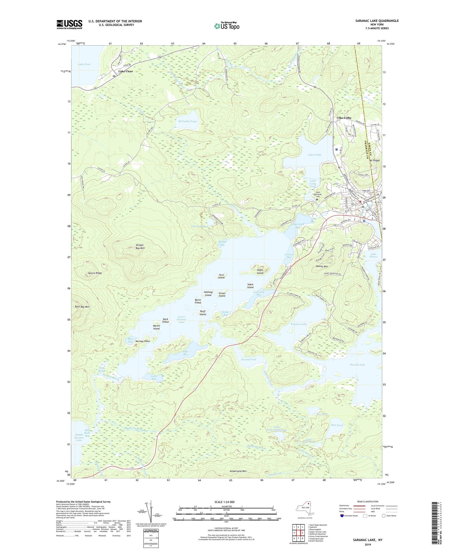 Saranac Lake New York US Topo Map Image