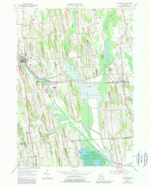 Classic USGS Savannah New York 7.5'x7.5' Topo Map Image