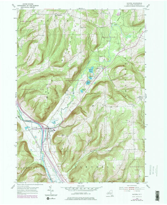 Classic USGS Savona New York 7.5'x7.5' Topo Map Image