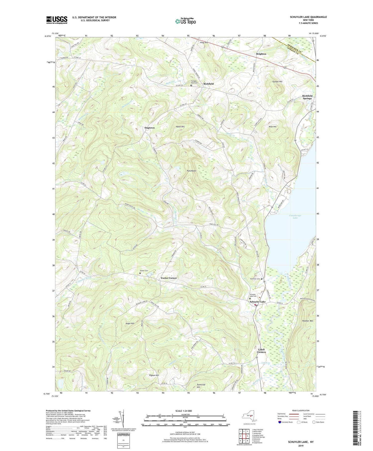 Schuyler Lake New York US Topo Map Image
