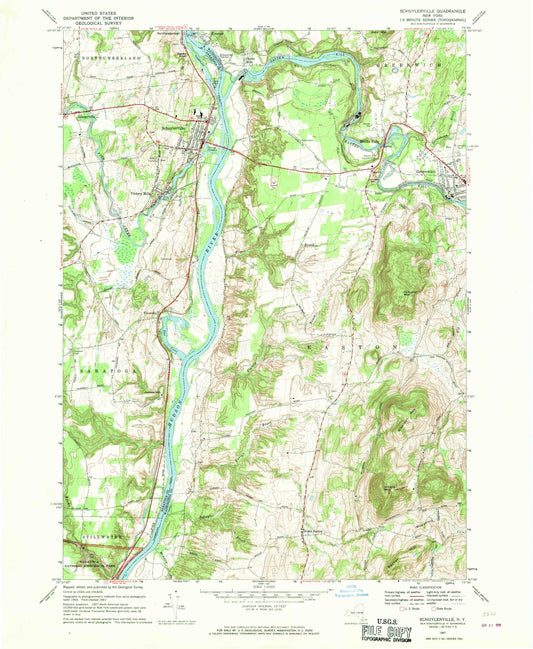 Classic USGS Schuylerville New York 7.5'x7.5' Topo Map Image